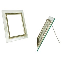 Large Nickel-Plated, Brass & Glass Mid-Century Modern Picture Frames, Set of 2
