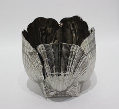 Nickel-Plated Bronze Clamshell 9" version Cachepot or Wine Cooler Ice Bucket