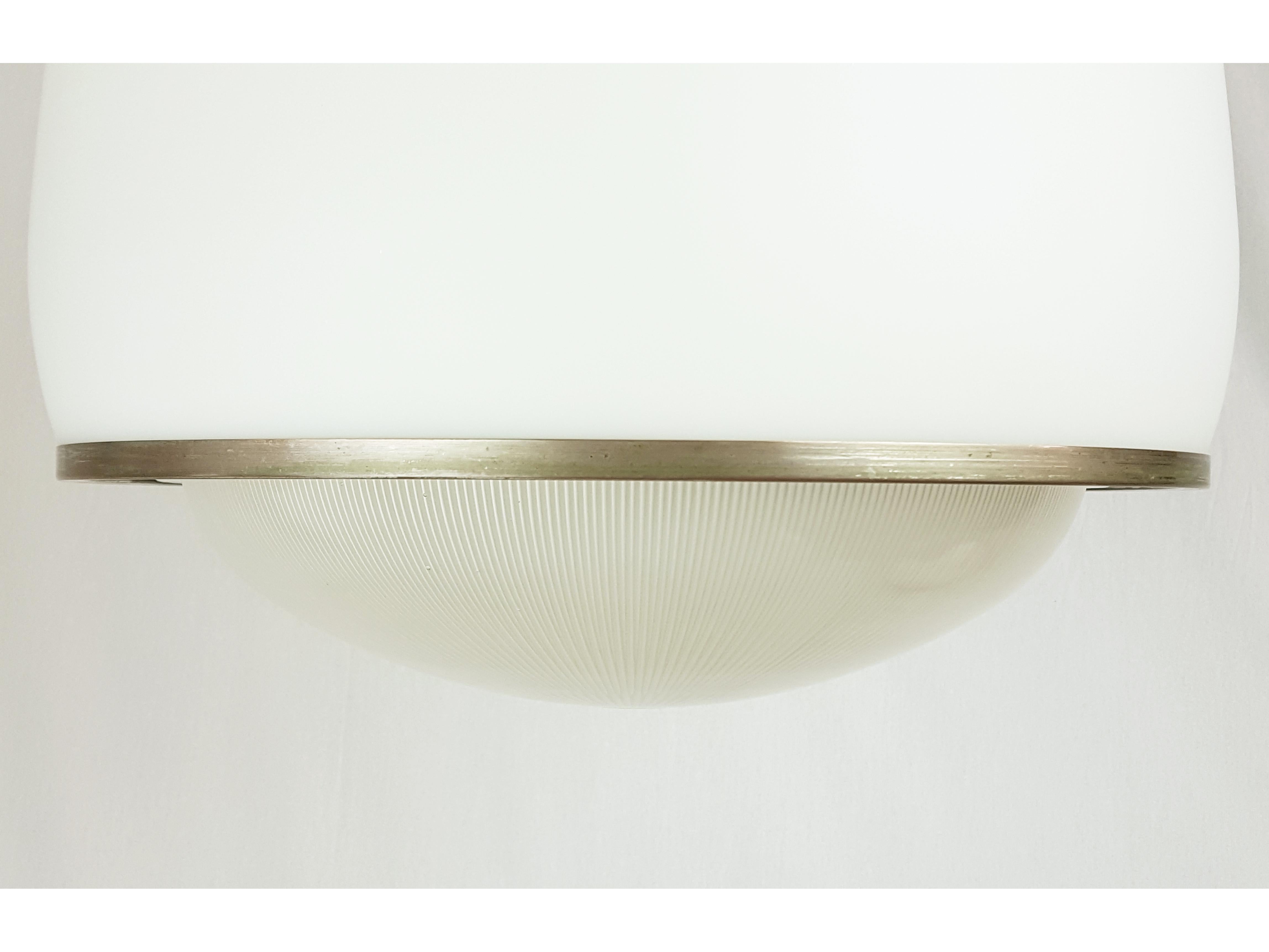 Große Lampe aus Nickel und sandgestrahltem, geformtem Glas „KAPPA“ von S. Mazza für Artemide im Angebot 5