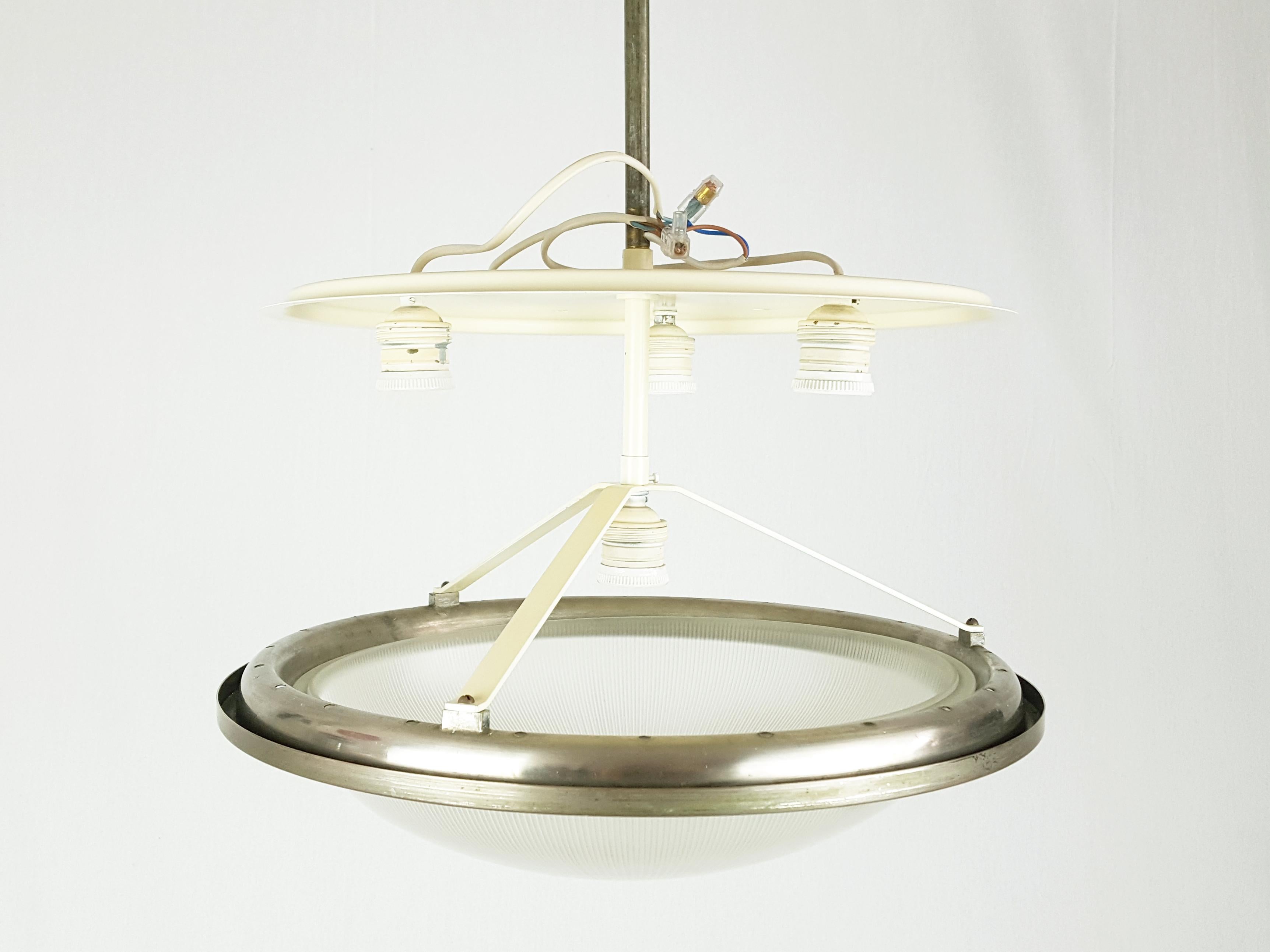 Große Lampe aus Nickel und sandgestrahltem, geformtem Glas „KAPPA“ von S. Mazza für Artemide im Angebot 6