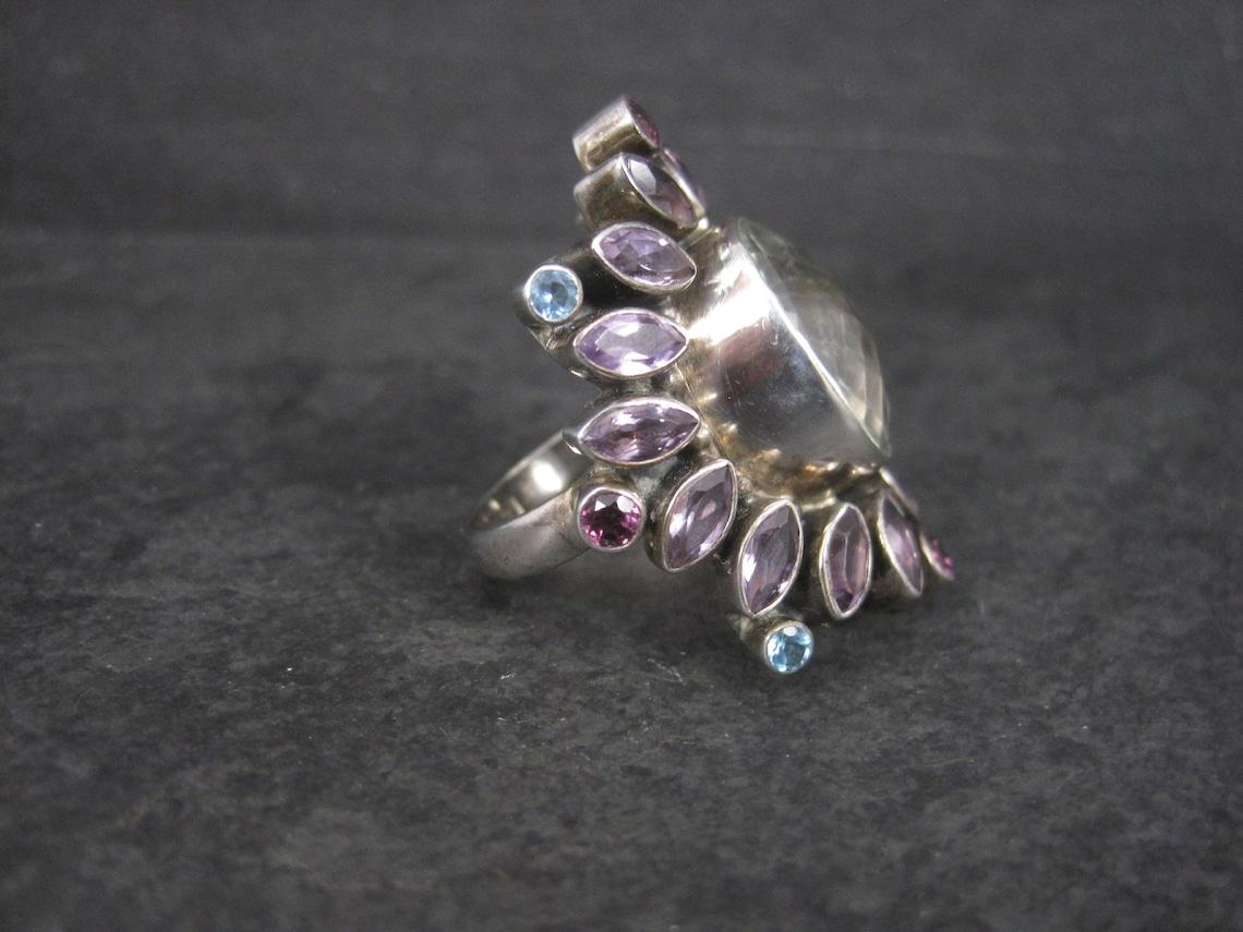 Mixed Cut Large Nicky Butler Sterling Ring Amethyst Prasiolite Size 8 Limited Edition For Sale
