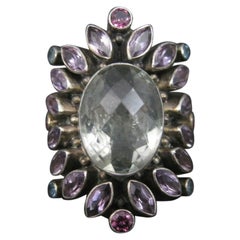 Anello grande Nicky Butler in argento con ametista e prasiolite misura 8 Edizione limitata