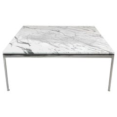 Grande table basse carrée en marbre et inox série 35 de Nicos Zographos