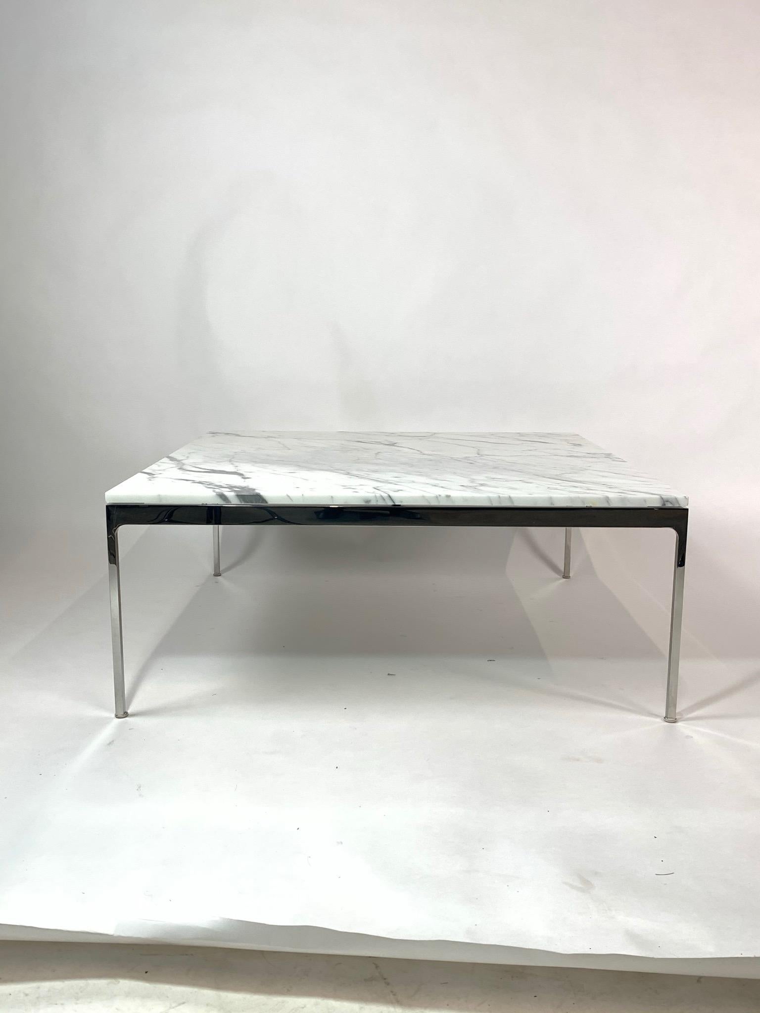 Steel Large Nicos Zographos Square Marble and Stainless 35 Series Coffee Table
