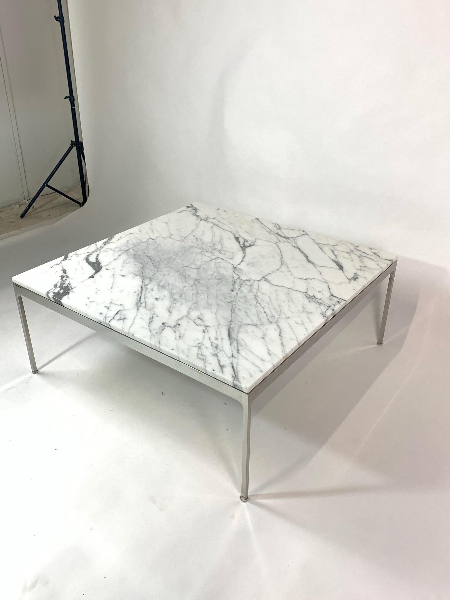 Large Nicos Zographos Square Marble and Stainless 35 Series Coffee Table 1