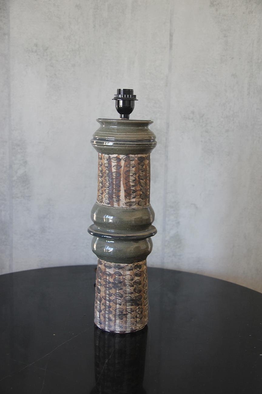 Danish Large Nils Kähler Stoneware Conical-shaped Lamp For Sale