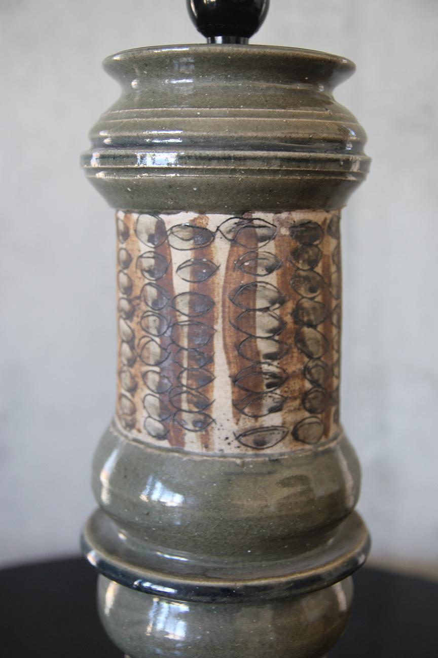 Large Nils Kähler Stoneware Conical-shaped Lamp In Good Condition For Sale In Los Angeles, CA
