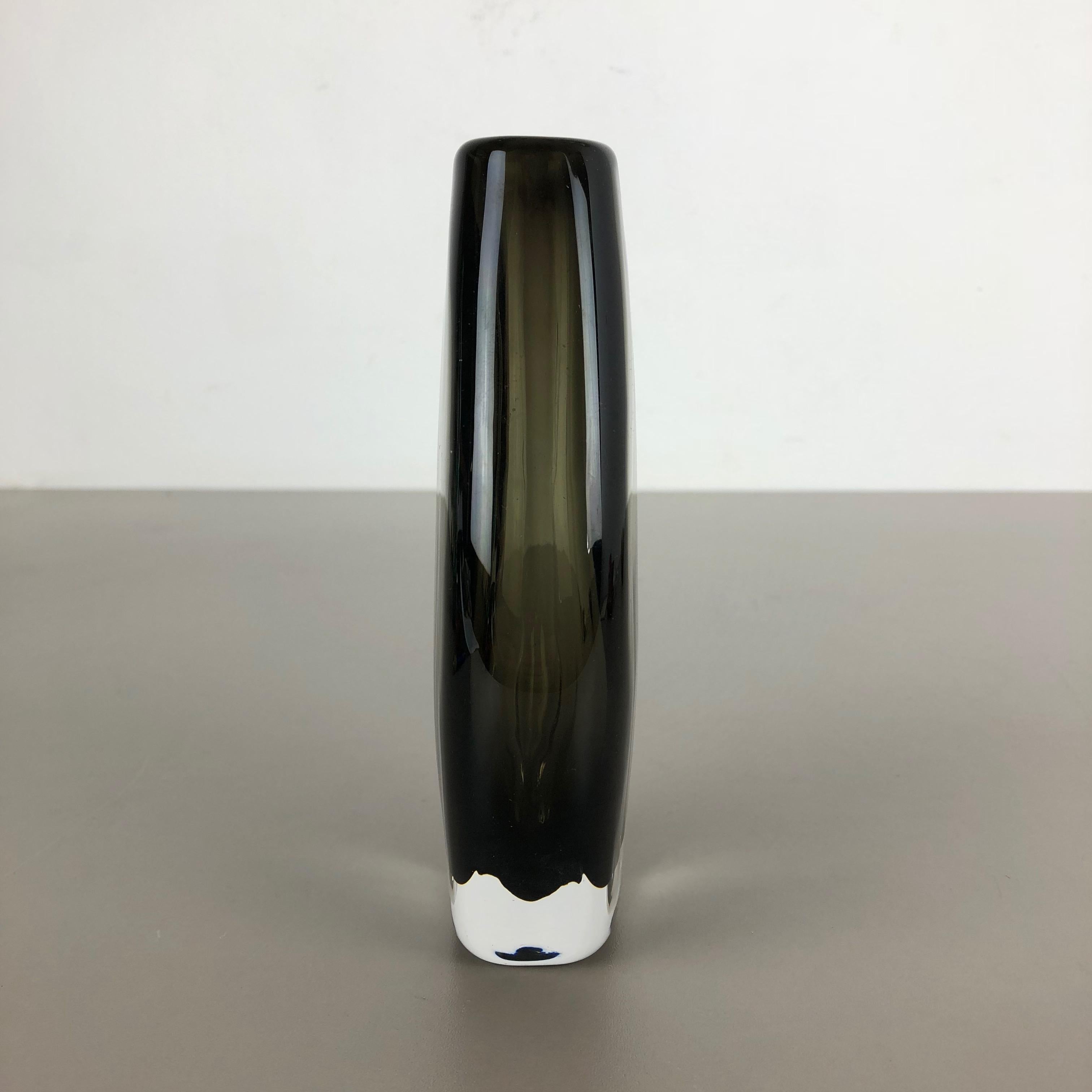 Large Nils Landberg 'Sommerso' Smoked Glass Vase for Orrefors, Sweden, 1970s For Sale 6