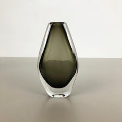 Large Nils Landberg 'Sommerso' Smoked Glass Vase for Orrefors, Sweden, 1970s
