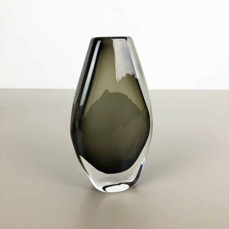 Mid-Century Modern Large Nils Landberg 'Sommerso' Smoked Glass Vase for Orrefors, Sweden, 1970s For Sale