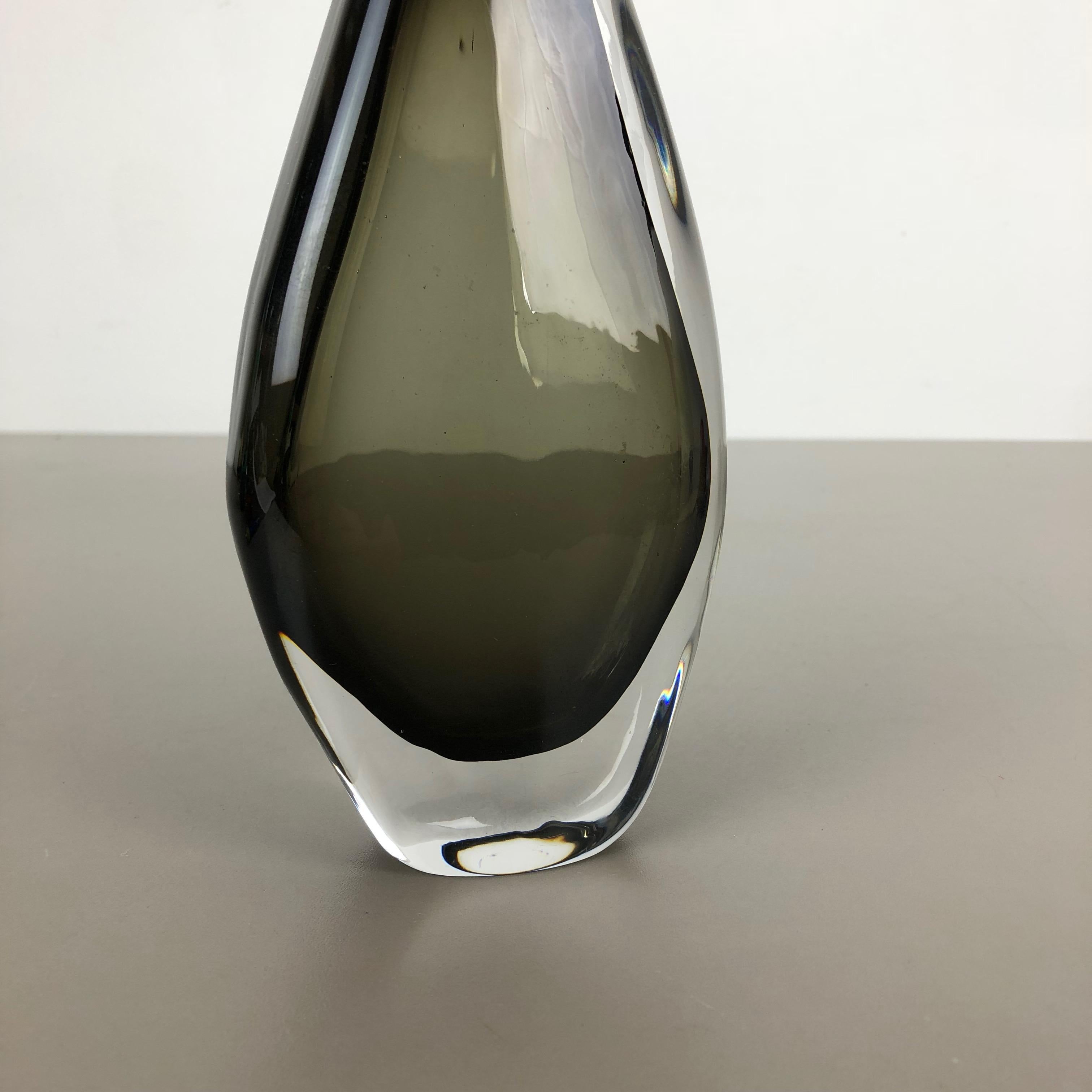 Mid-Century Modern Large Nils Landberg 'Sommerso' Smoked Glass Vase for Orrefors, Sweden, 1970s For Sale