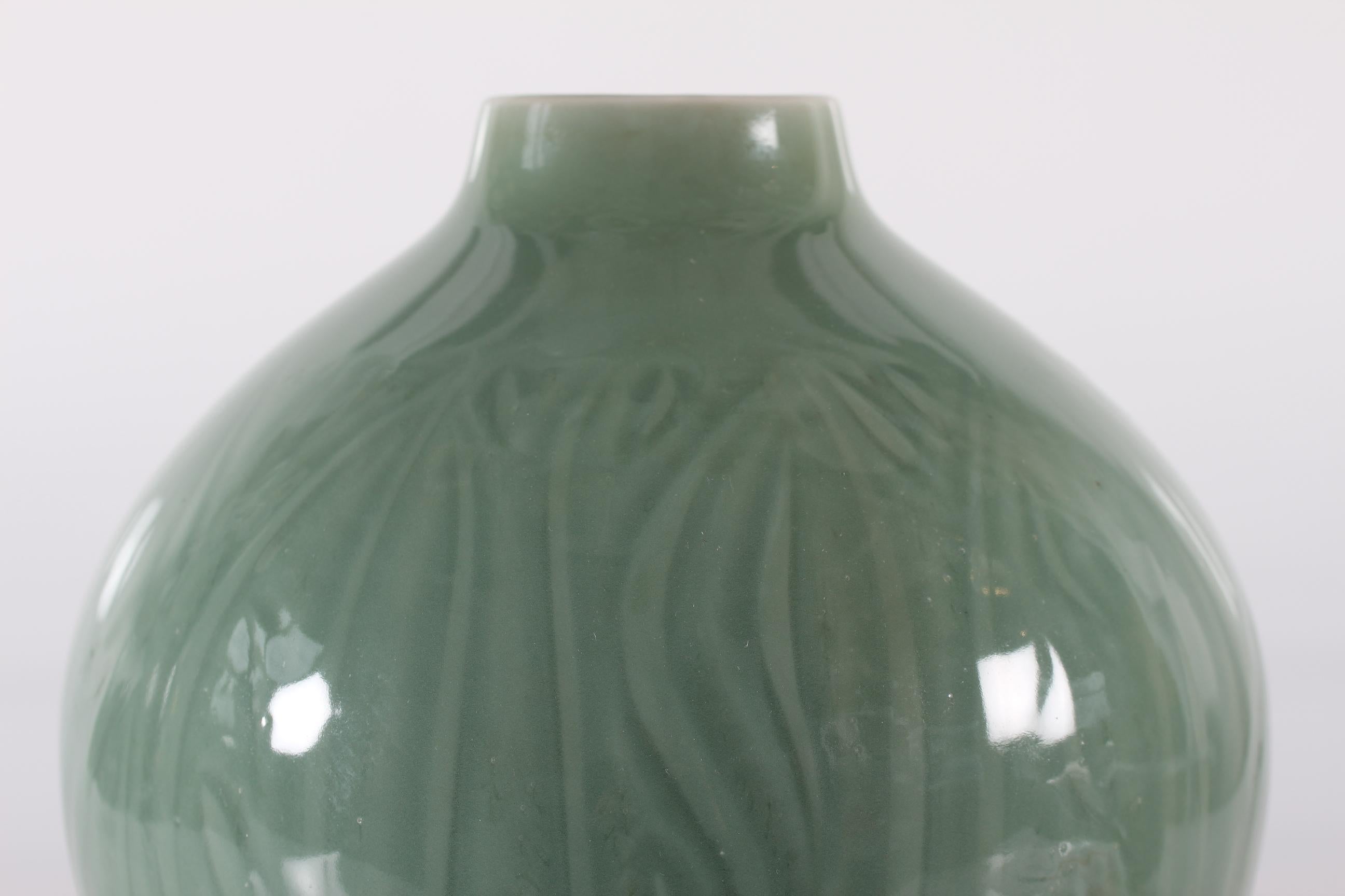 Mid-Century Modern Large Nils Thorsson Unique  Fine Art Vase for Royal Copenhagen Dusty Green 1950s For Sale