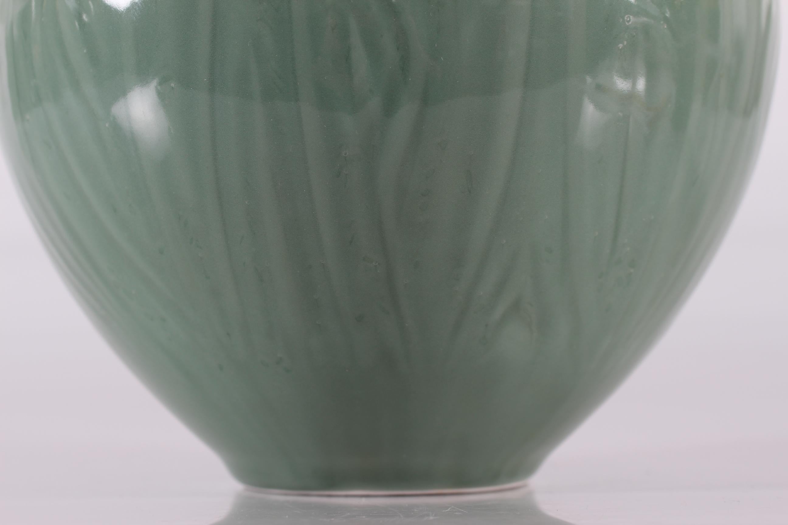 Danish Large Nils Thorsson Unique  Fine Art Vase for Royal Copenhagen Dusty Green 1950s For Sale