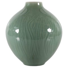 Large Nils Thorsson Unique  Fine Art Vase for Royal Copenhagen Dusty Green 1950s