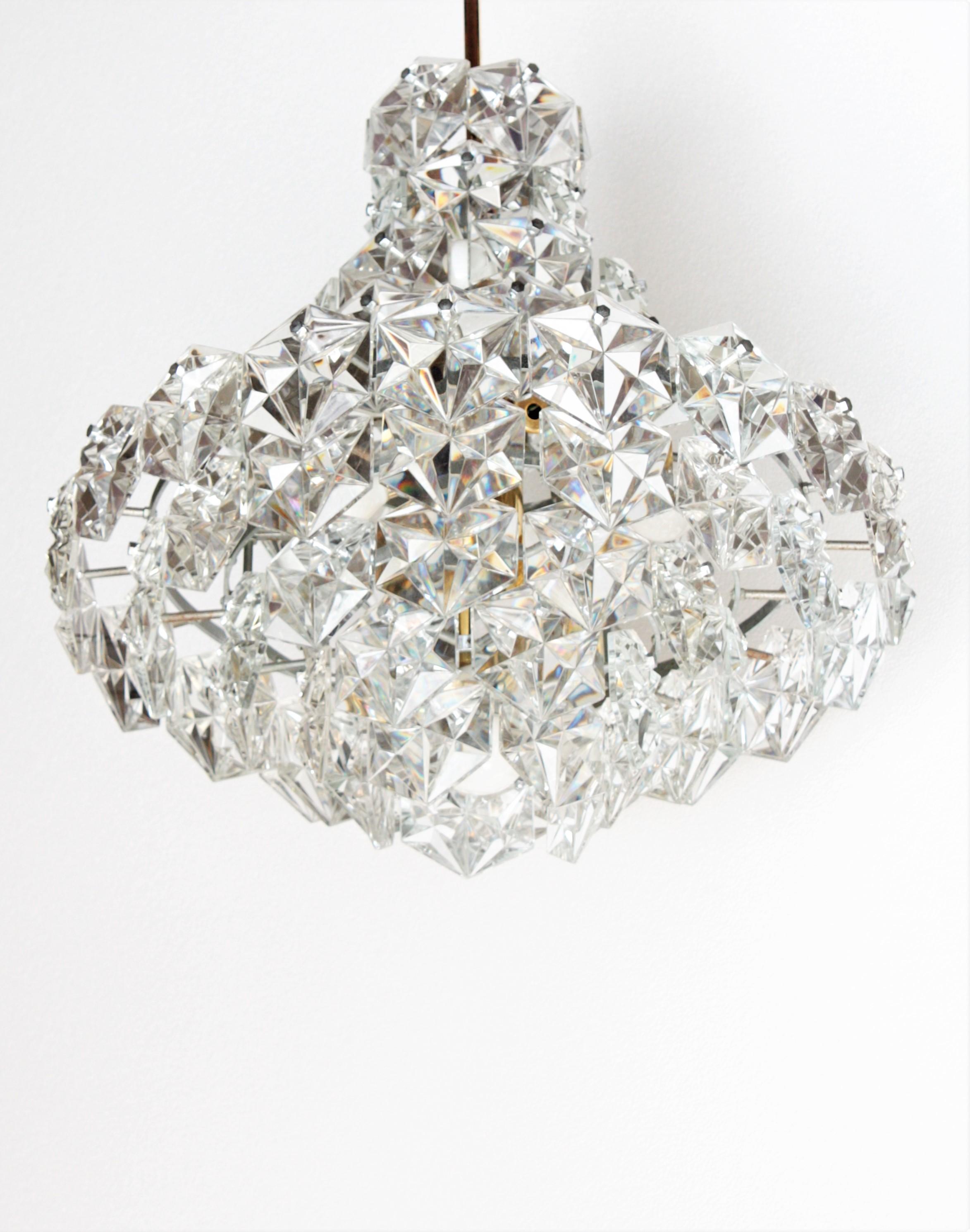 Mid-Century Modern Large Nine-Tier Hexagonal Crystal Kinkeldey Ballroom Chandelier, Germany, 1960s