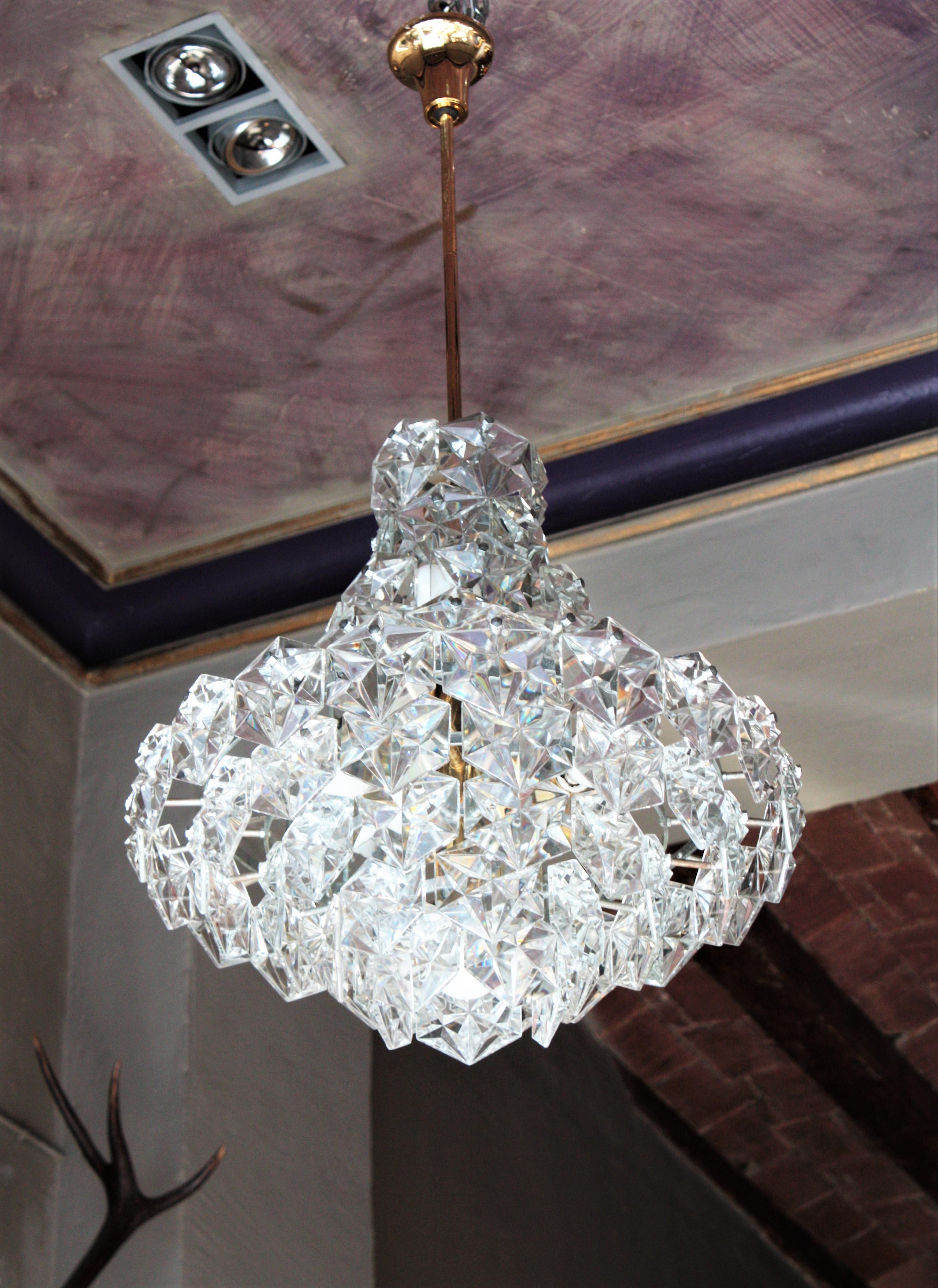 Large Nine-Tier Hexagonal Crystal Kinkeldey Ballroom Chandelier, Germany, 1960s In Excellent Condition In Barcelona, ES