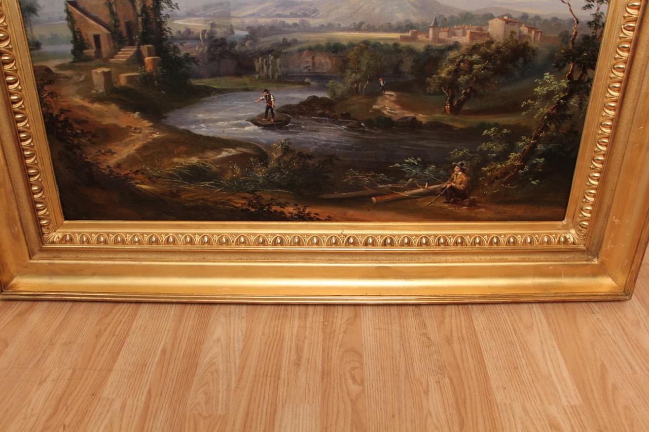 Large Nineteenth Romantic Landscape Painting For Sale 5