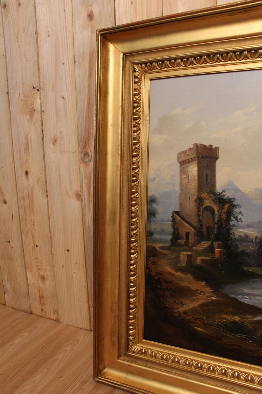 Large Nineteenth Romantic Landscape Painting For Sale 6