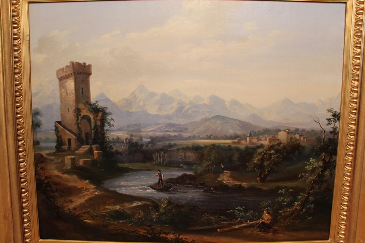 Large Nineteenth Romantic Landscape Painting For Sale 2