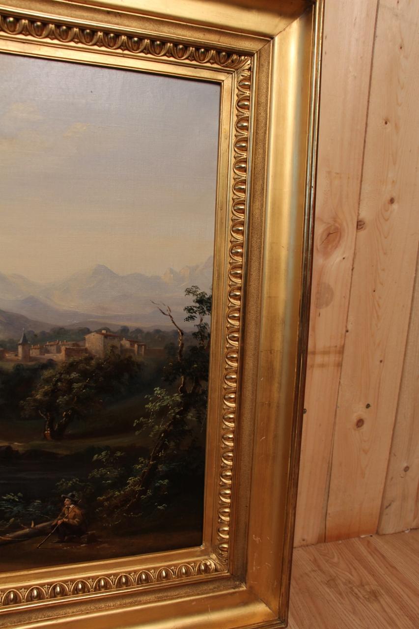 Large Nineteenth Romantic Landscape Painting For Sale 4