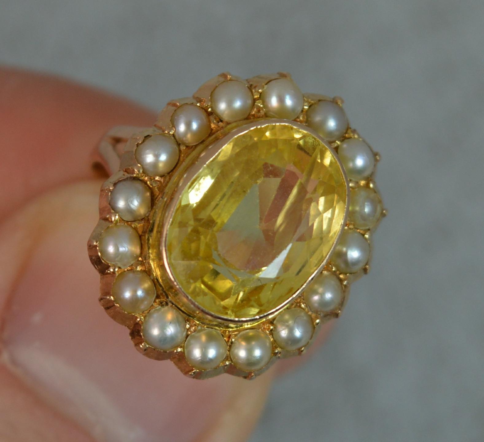 yellow sapphire and pearl ring