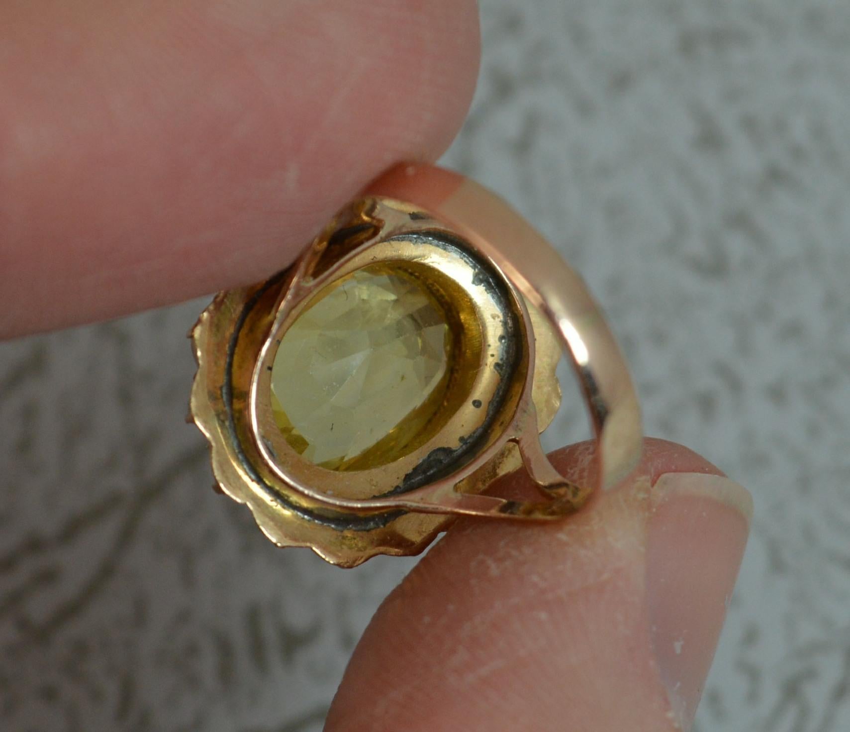 Women's Large No Heat Ceylon Yellow Sapphire Pearl 9 Carat Gold Ring