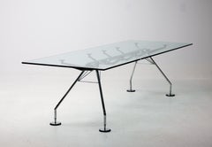 Grande table de salle à manger / de réunion Nomos de Tecno, structure chromée, 280 cm