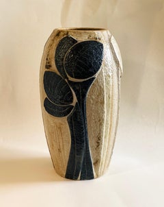 Large Noomi Backhausen for Soholm Pottery Stoneware Green and Cream Vase, 1980s