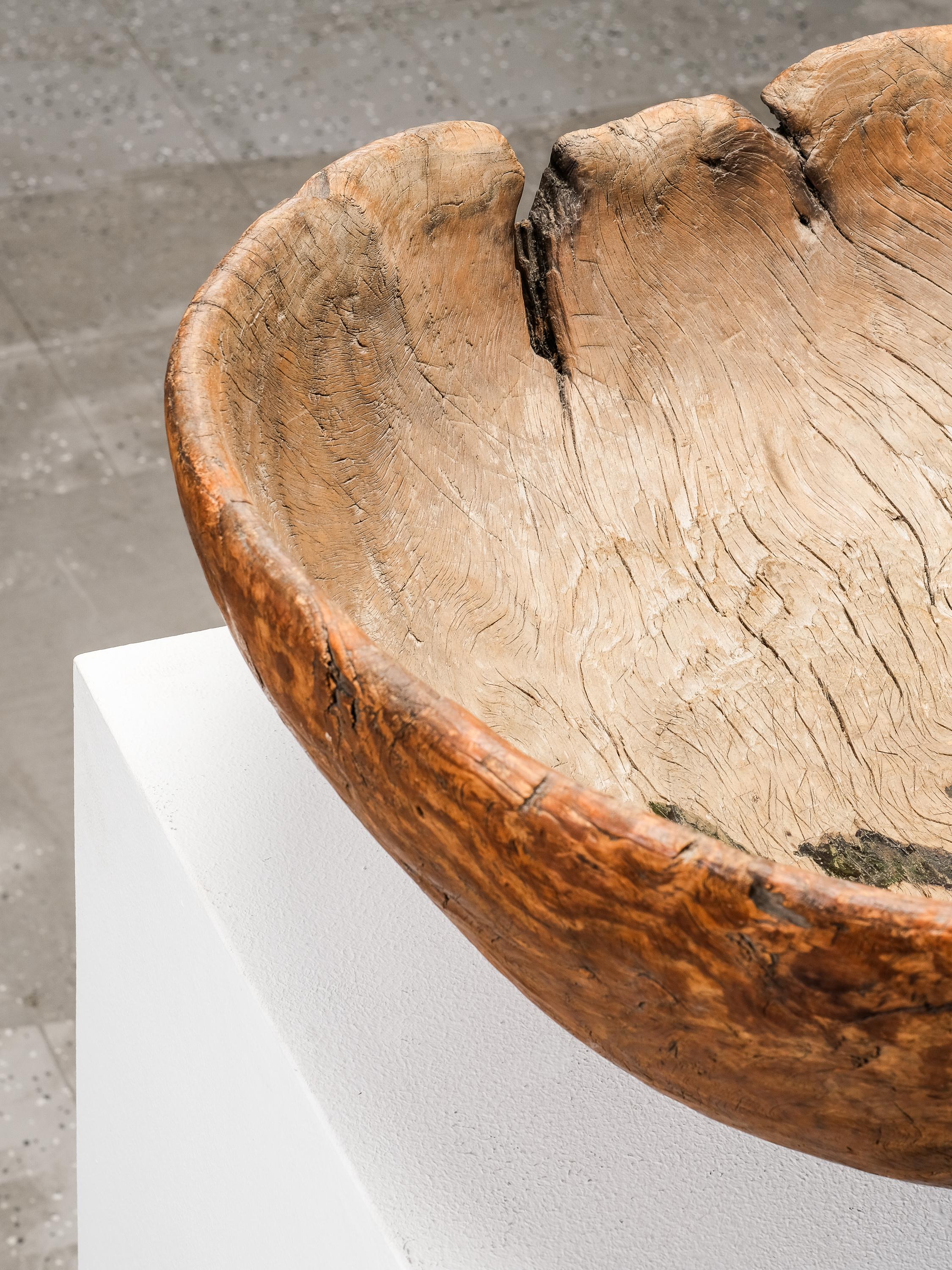 Gran cuenco nórdico para masa de madera tallada a mano, Finlandia, S. XIX en venta 5