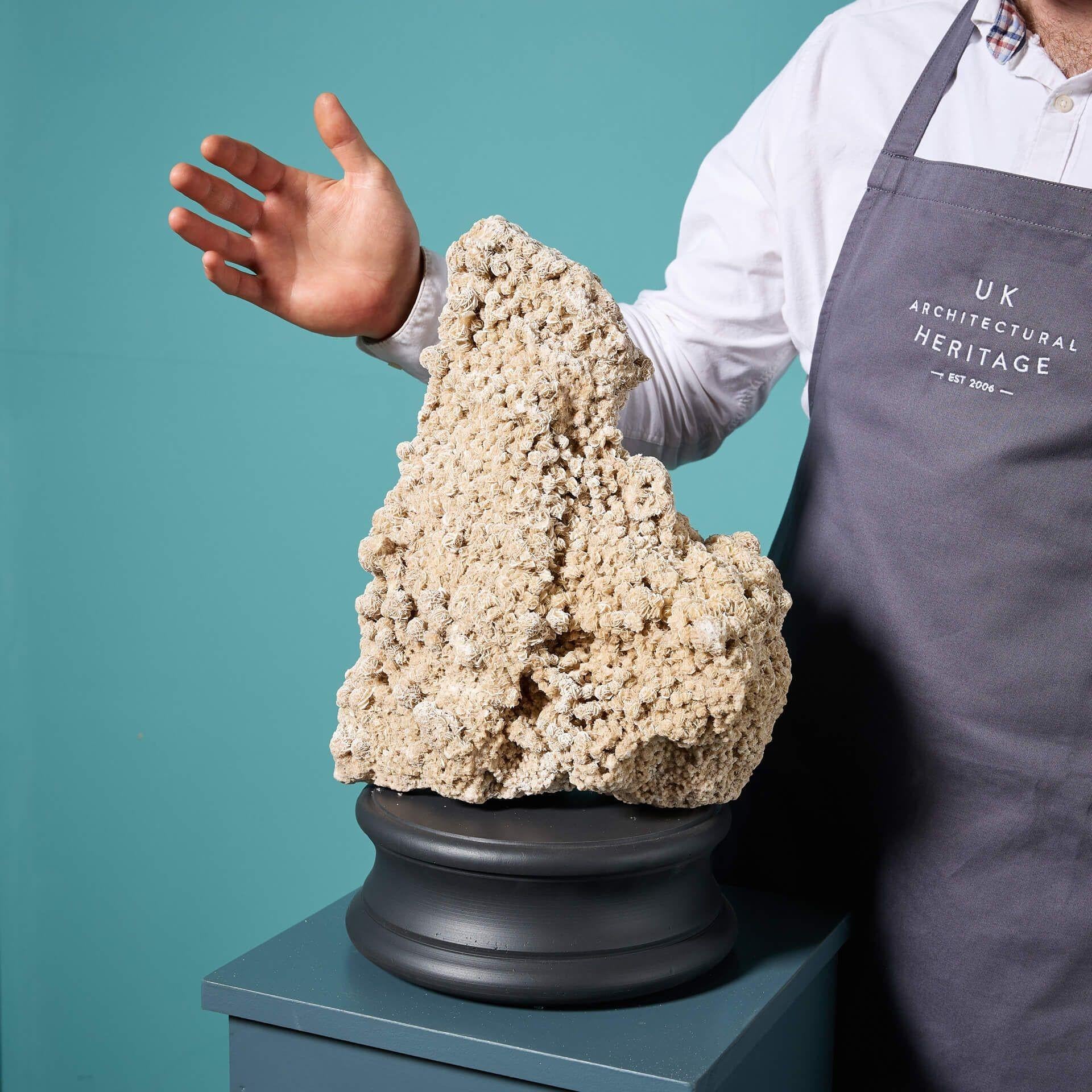 A large selenite desert rose crystal specimen, originating from North Africa, presented on one of our exclusive large bases for display.

With its organic form and 360-degree crystal formations, this naturally-occurring desert rose specimen is a