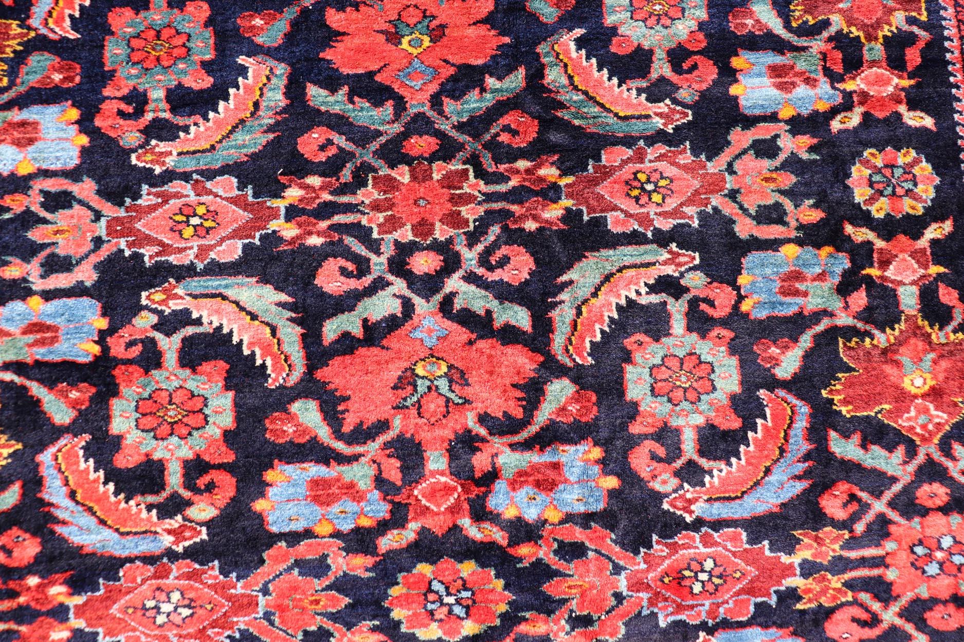 Antique Large Persian N.W. Carpet very finely woven and excellent pile and colors in Orange red, blue, ivory. Keivan Woven Arts / rug/ W22-1005 , country of origin / type: Iran / N.W. very fine weave Malayer type, circa 1910.

Measures: 12.7 x