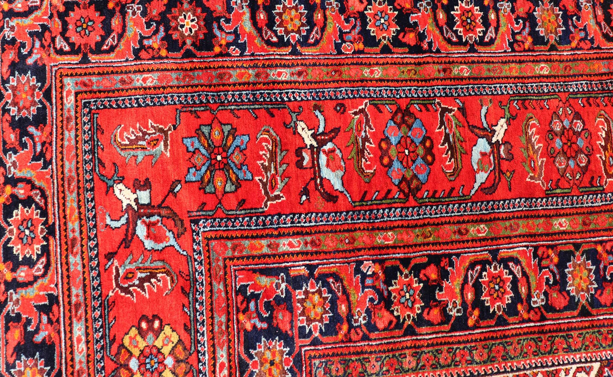 Hand-Knotted Large North West Finely Woven Persian Herati Rug in Excellent Condition  For Sale