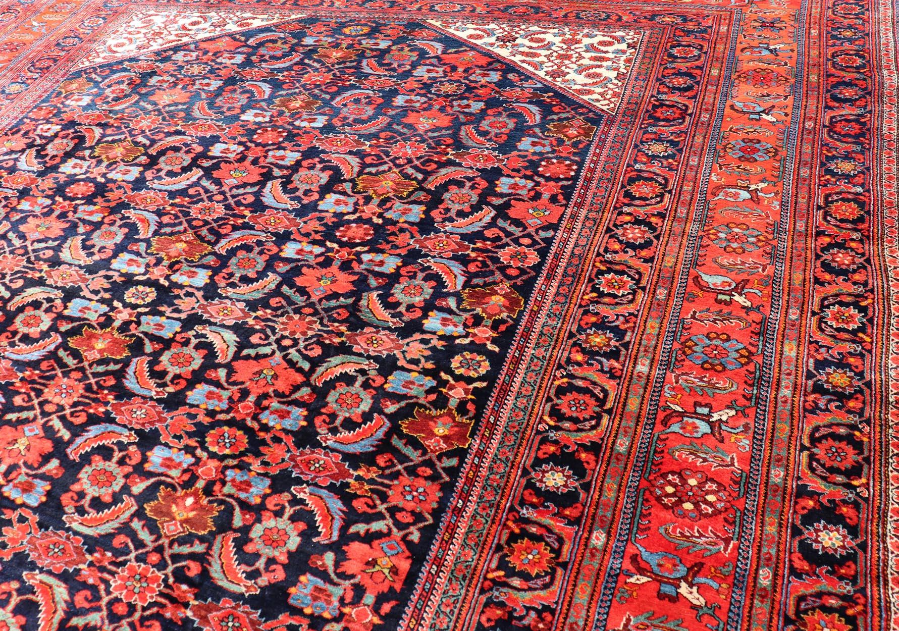 Wool Large North West Finely Woven Persian Herati Rug in Excellent Condition  For Sale