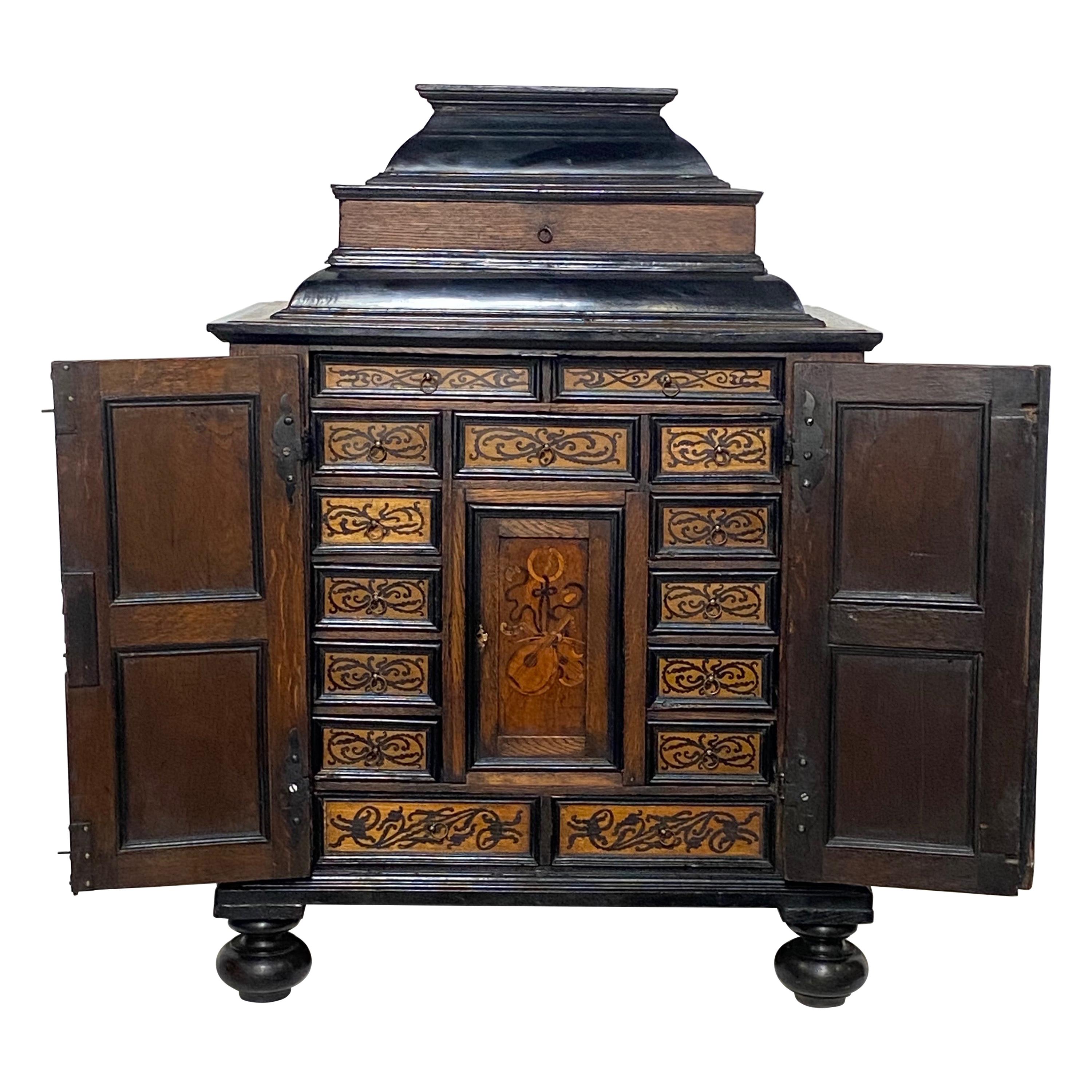 Large Northern European Table Top Jewelry / Collectors Cabinet, 19th Century