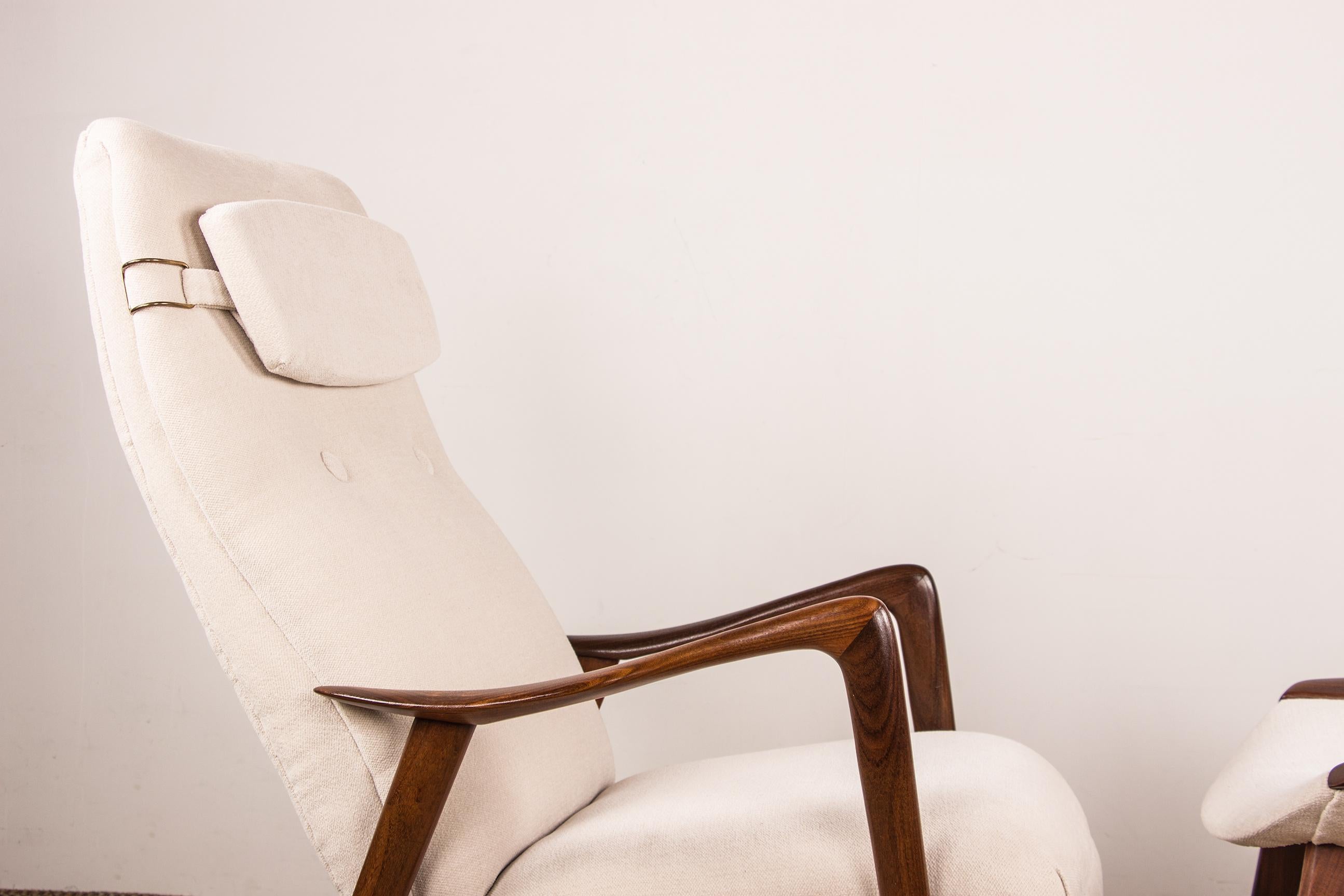 Large Norwegian Teak Armchair with Ottoman by Folke Ohlsson for Westnofa 1960. For Sale 7