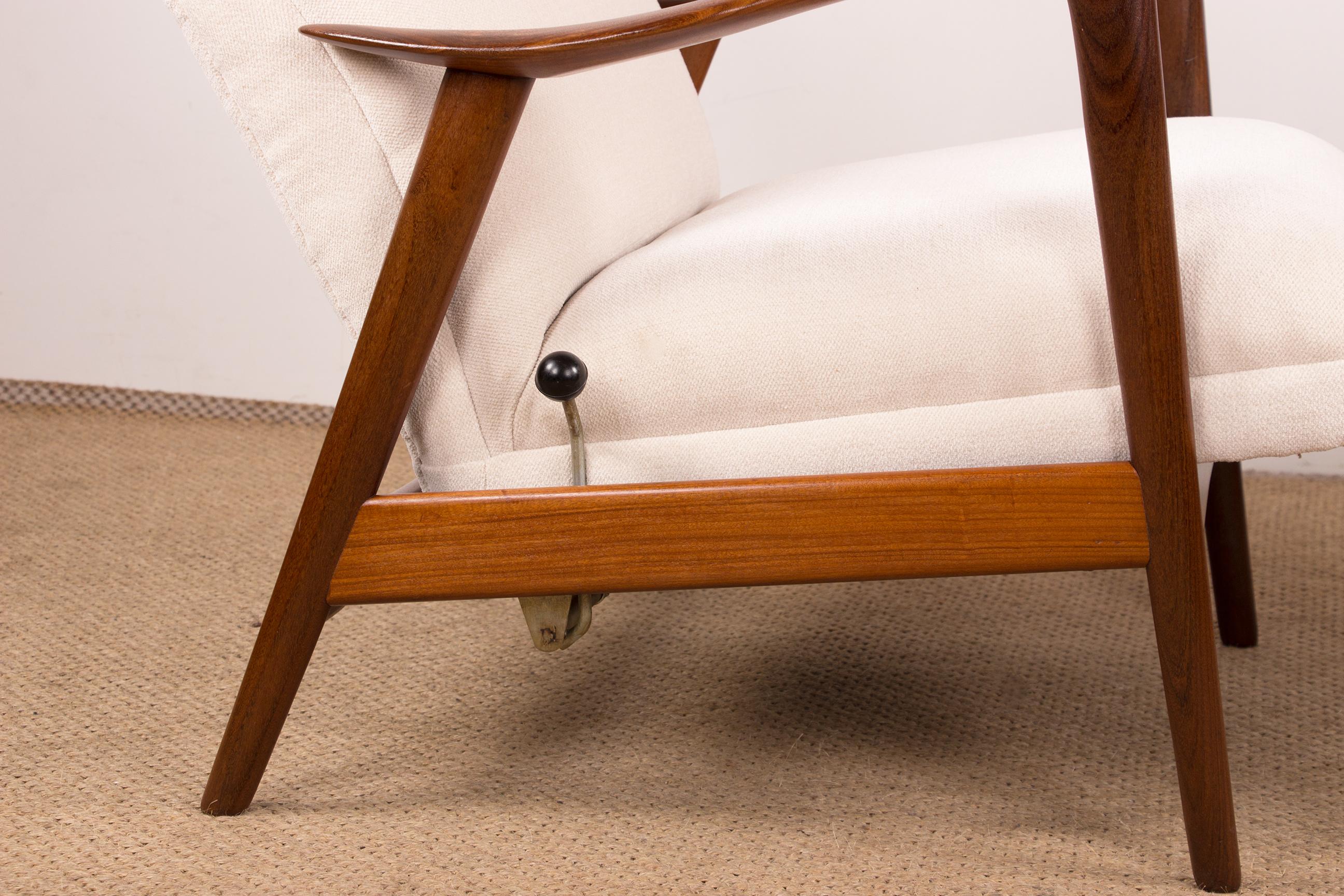 Large Norwegian Teak Armchair with Ottoman by Folke Ohlsson for Westnofa 1960. For Sale 9