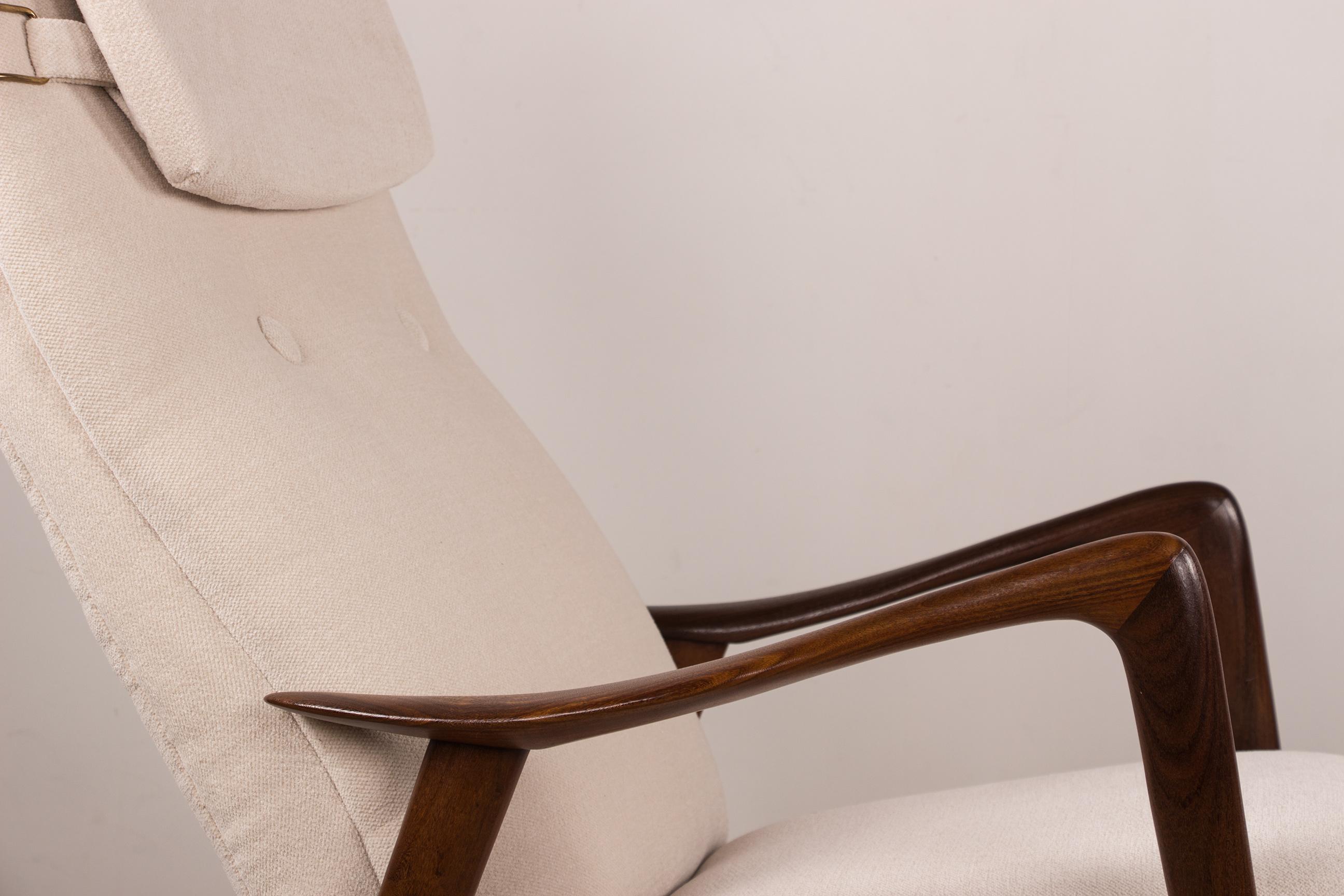 Large Norwegian Teak Armchair with Ottoman by Folke Ohlsson for Westnofa 1960. For Sale 10