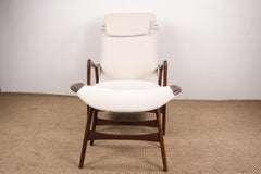 Large Norwegian Teak Armchair with Ottoman by Folke Ohlsson for Westnofa 1960.