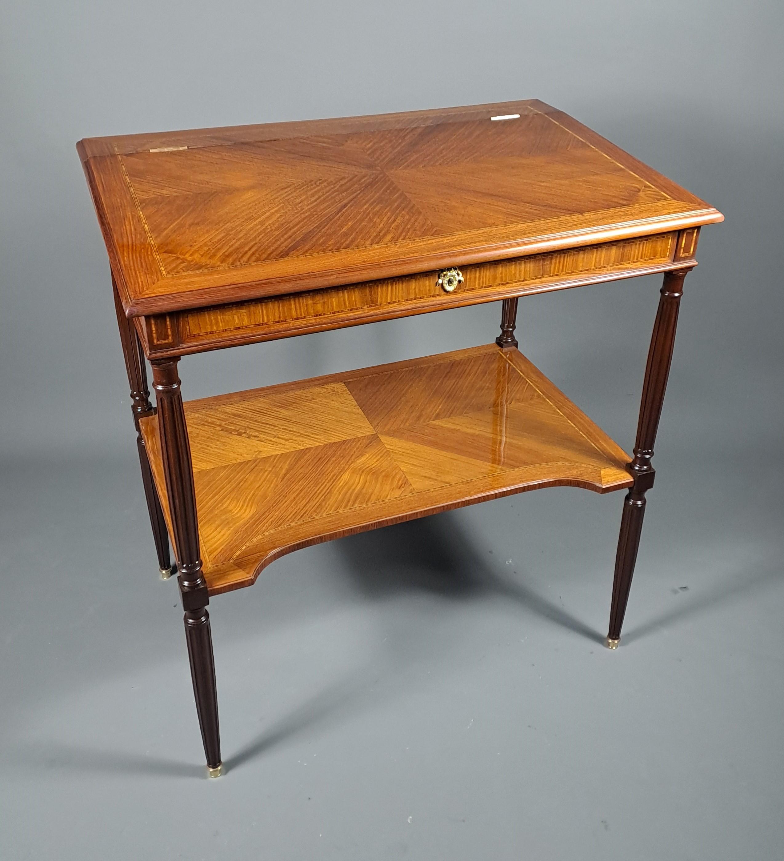 Marquetry Large Notary Writing Desk Louis XVI Style For Sale
