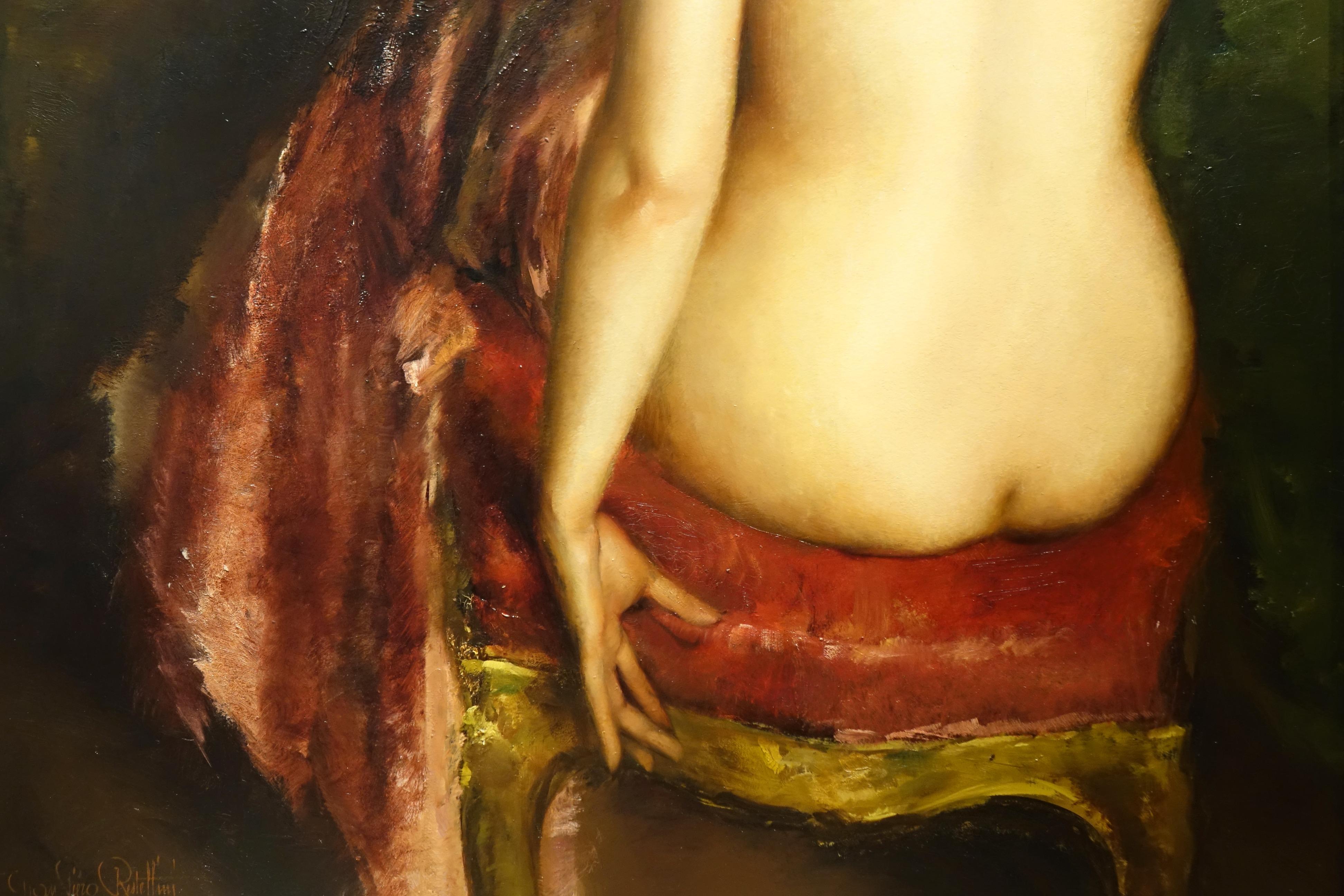Art déco Grande peinture de dos nu d'étude - G.P. RESTELLINI 1931 en vente
