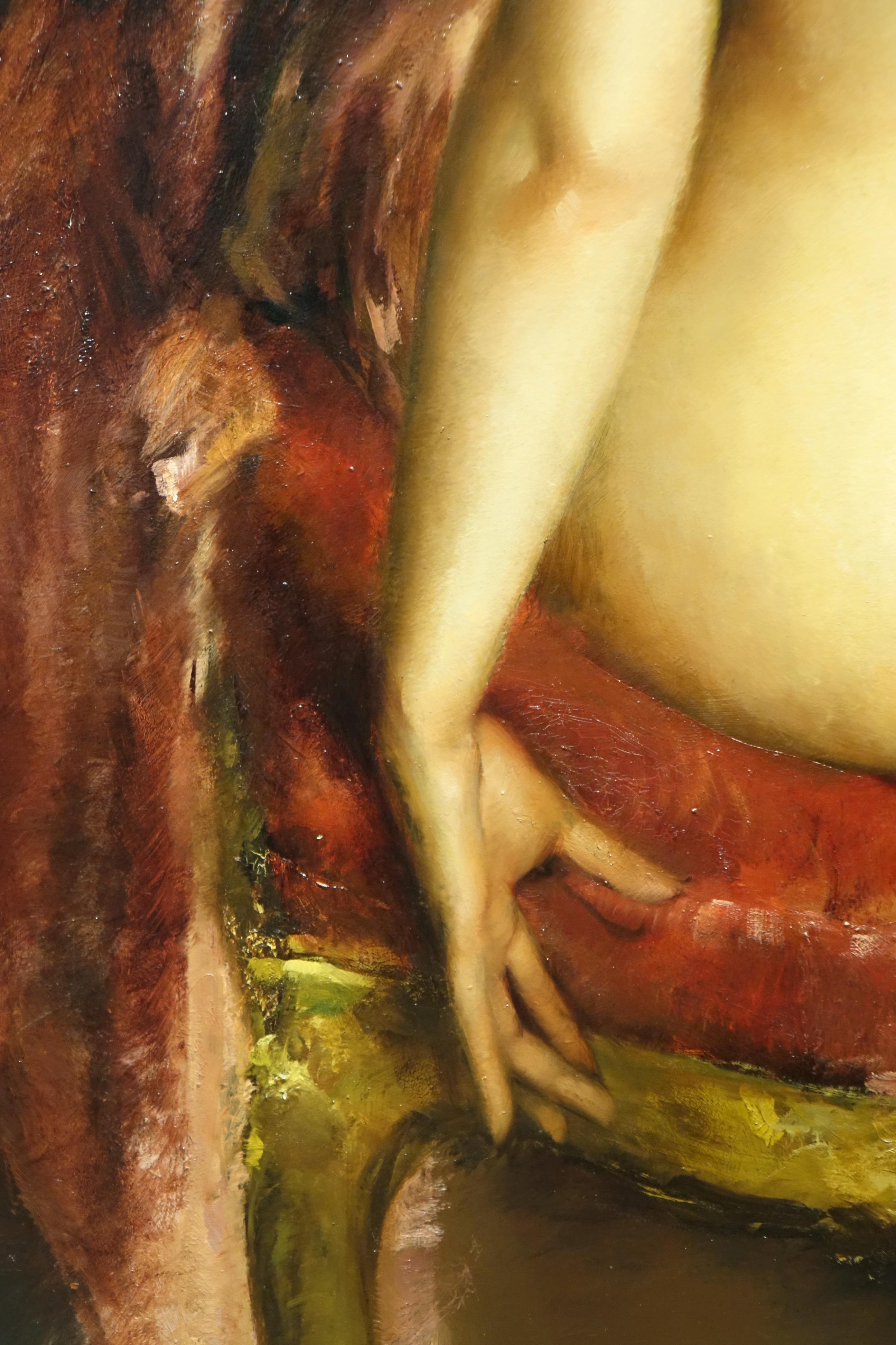 Peint à la main Grande peinture de dos nu d'étude - G.P. RESTELLINI 1931 en vente