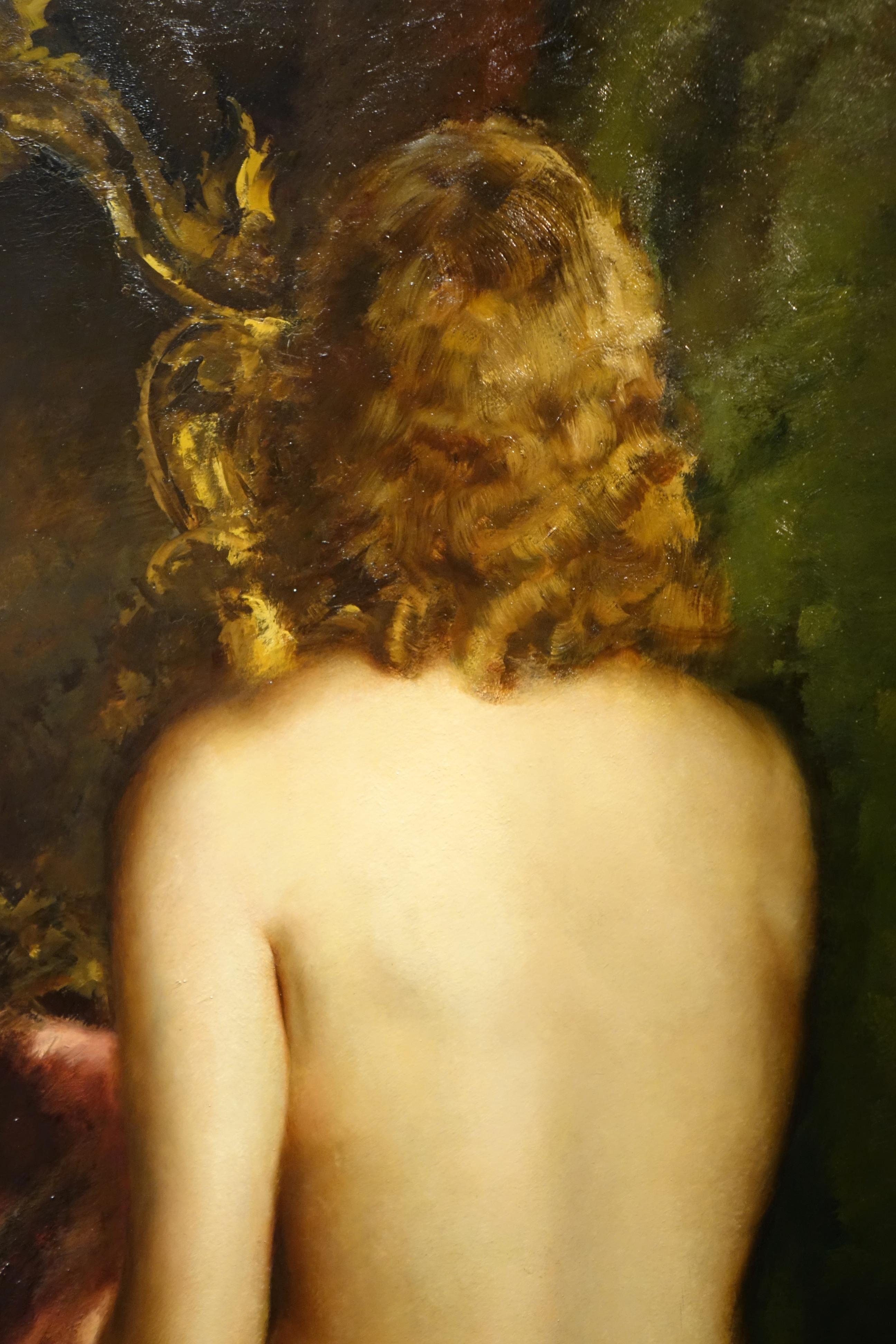Canvas Large nude back study painting-G.P. RESTELLINI 1931 For Sale
