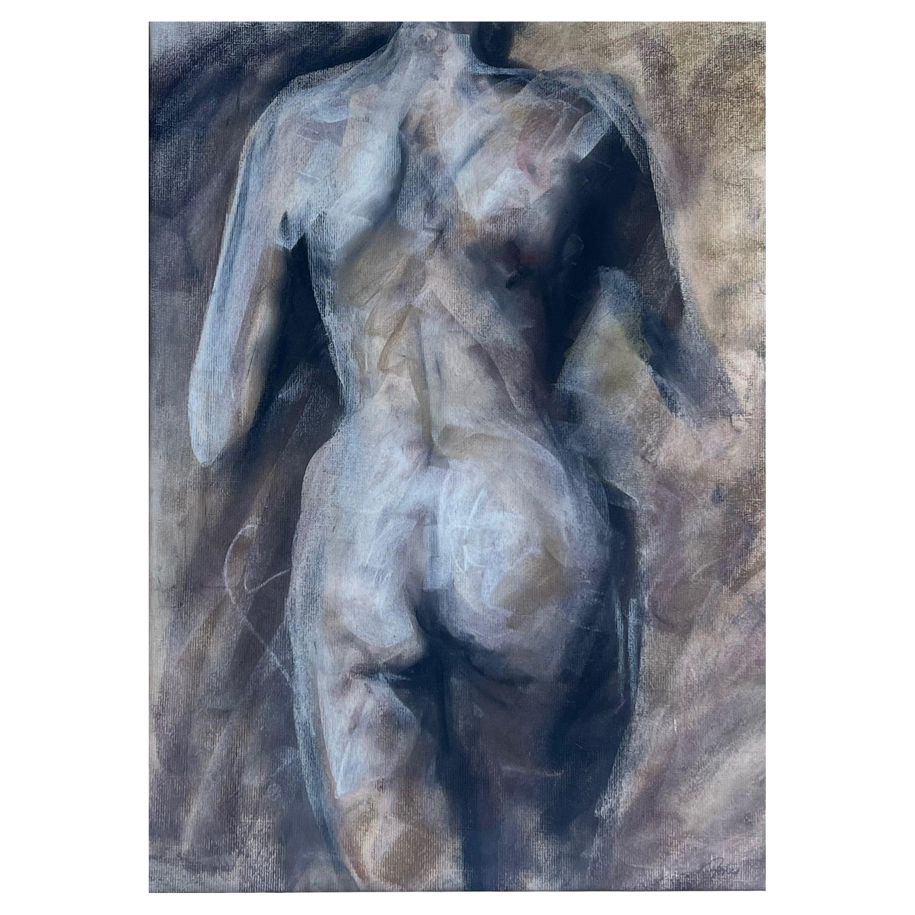 Large Nude Charcoal, Professionally Matted & Framed, Signed by Artist