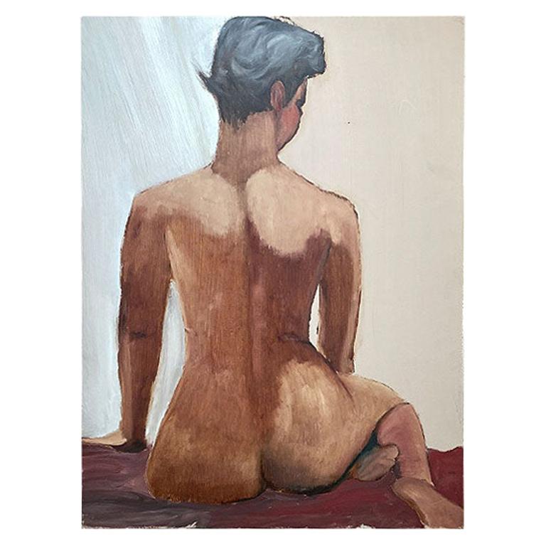 Large Nude Portrait Painting of a Woman For Sale
