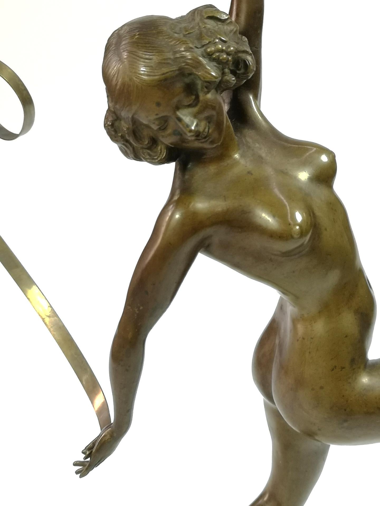 Large Nude Ribbon Gymnast Bronze Sculpture, from the  1920's, by Maugsch 7