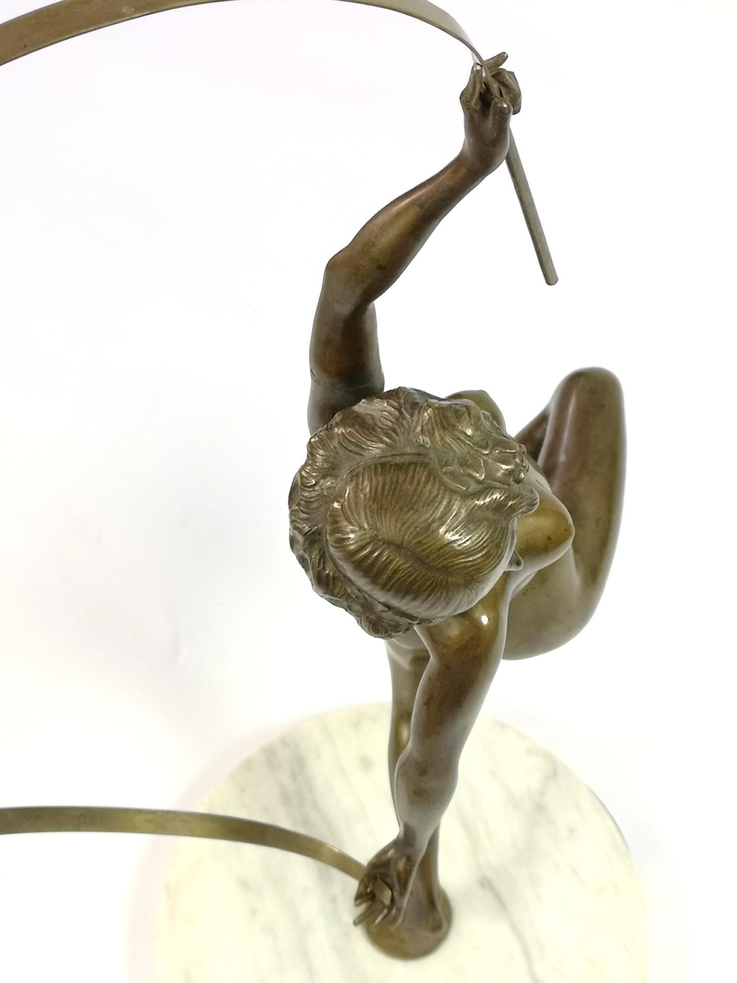 Large Nude Ribbon Gymnast Bronze Sculpture, from the  1920's, by Maugsch 9