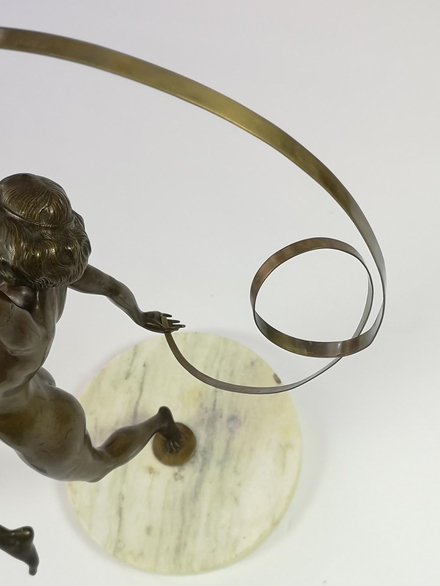Early 20th Century Large Nude Ribbon Gymnast Bronze Sculpture, from the  1920's, by Maugsch