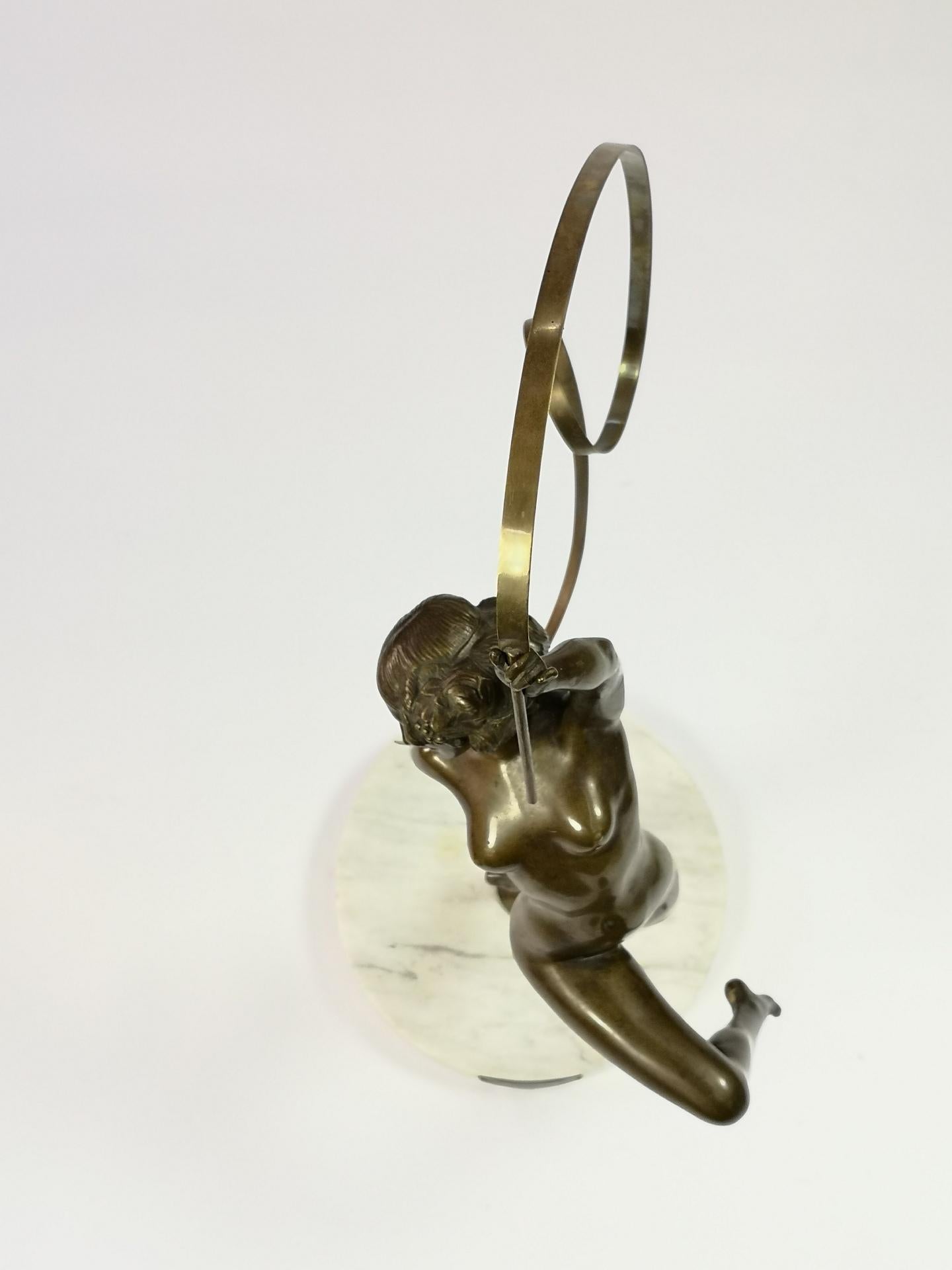 Large Nude Ribbon Gymnast Bronze Sculpture, from the  1920's, by Maugsch 1