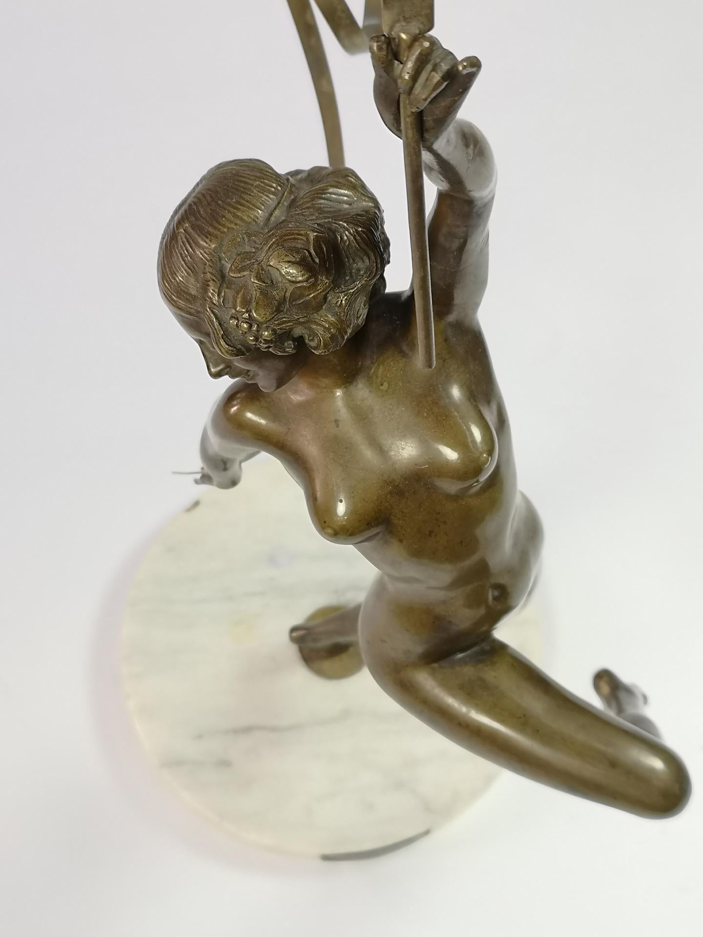 Large Nude Ribbon Gymnast Bronze Sculpture, from the  1920's, by Maugsch 2