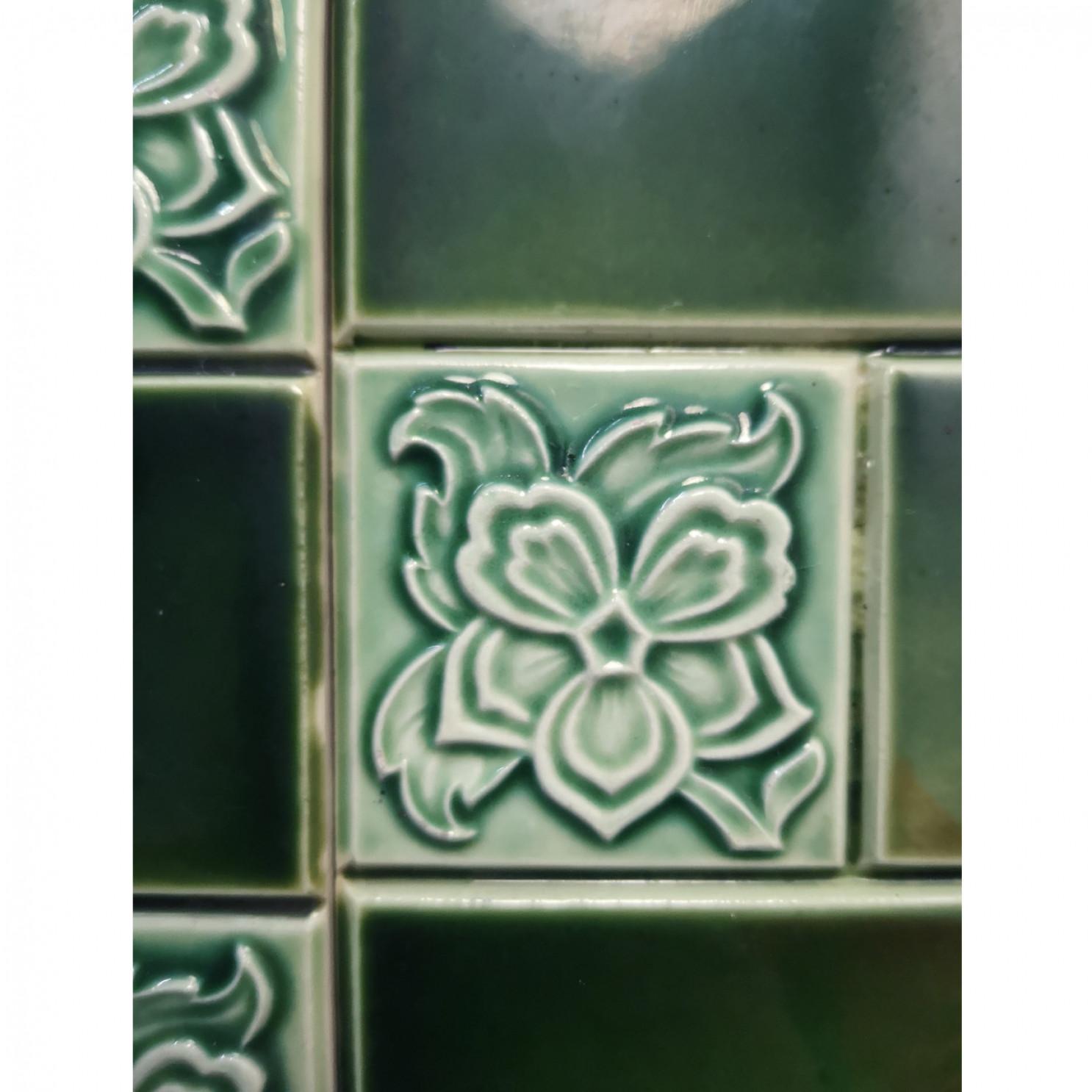 Large Number of Antique Glazed Relief Tiles, Belgium For Sale 2